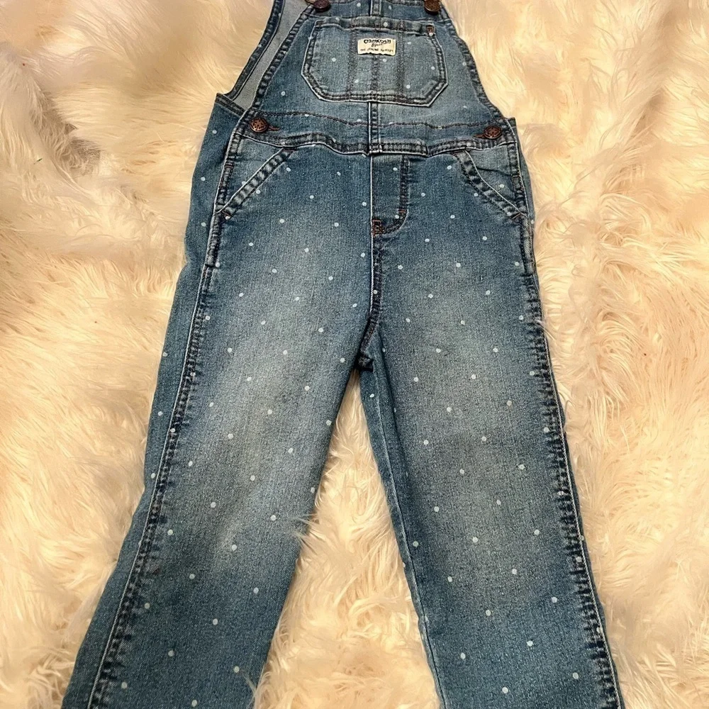 Denim Polka Dot Overalls oshkosh vestbak 3t